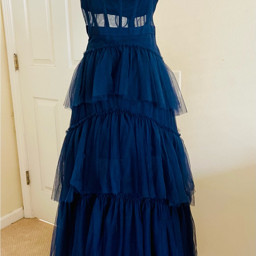 Nordstrom Navy Blue Tiered Tull Maxi Dress NWOT - Picture 6 of 13